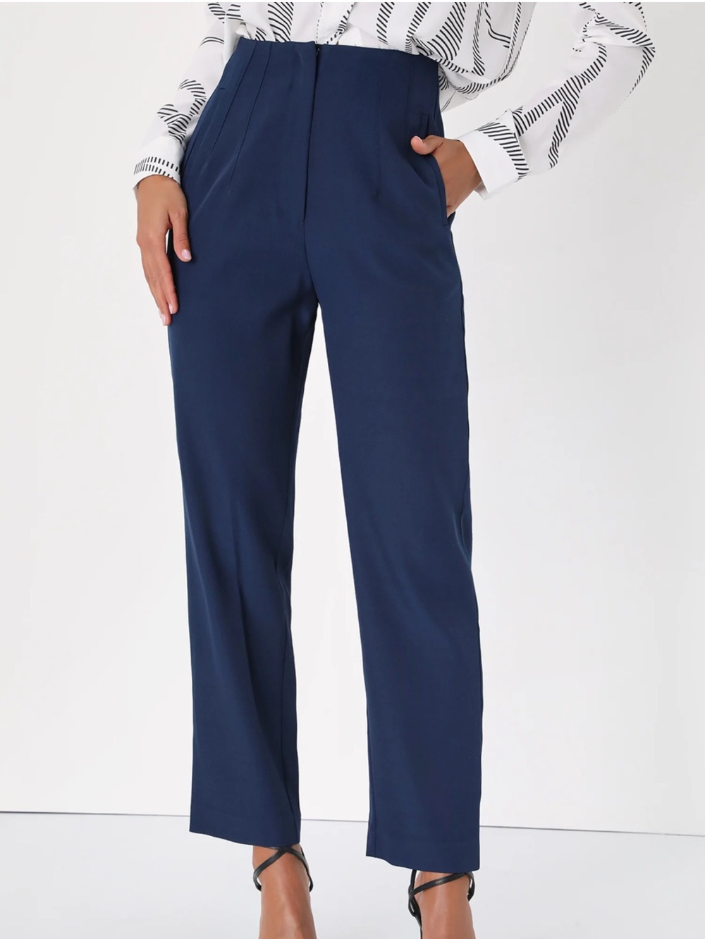 NWT Lulu's build your dreams Blue straight leg trouser Dress Pants size S
